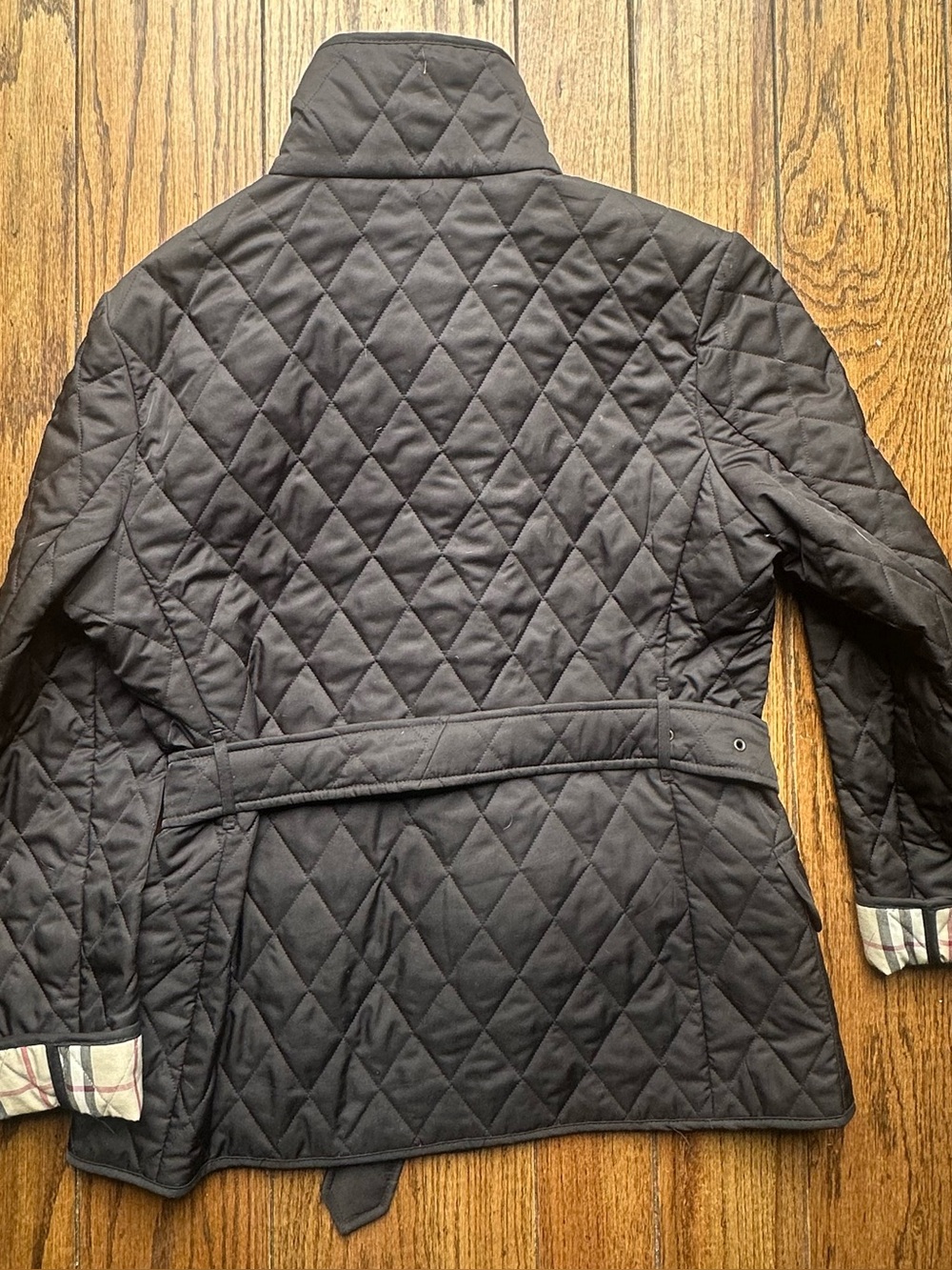 Burberry Quilted Black Belted Jacket with Button Front size medium - Picture 3 of 6